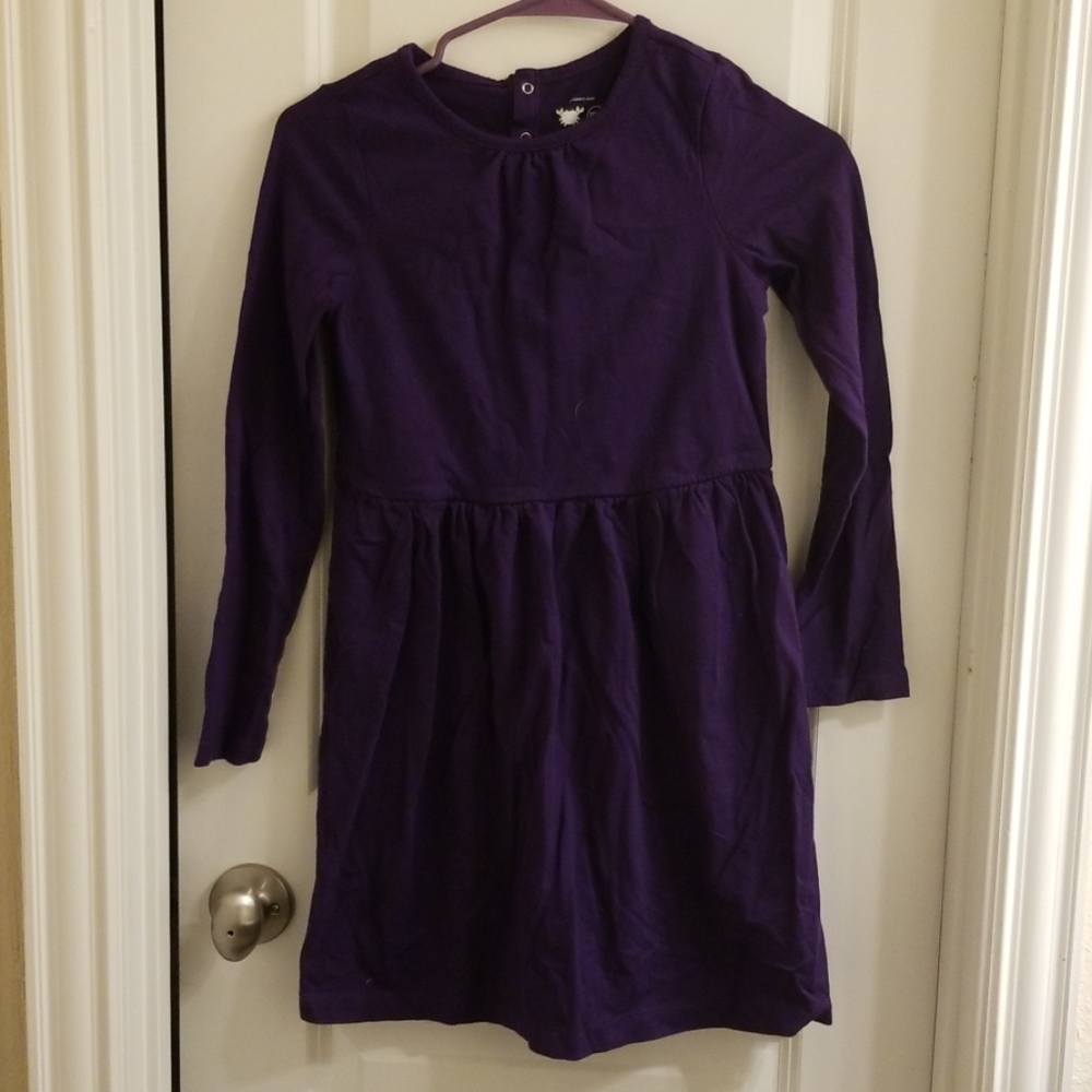 Girls long sleeve dark purple knit dress